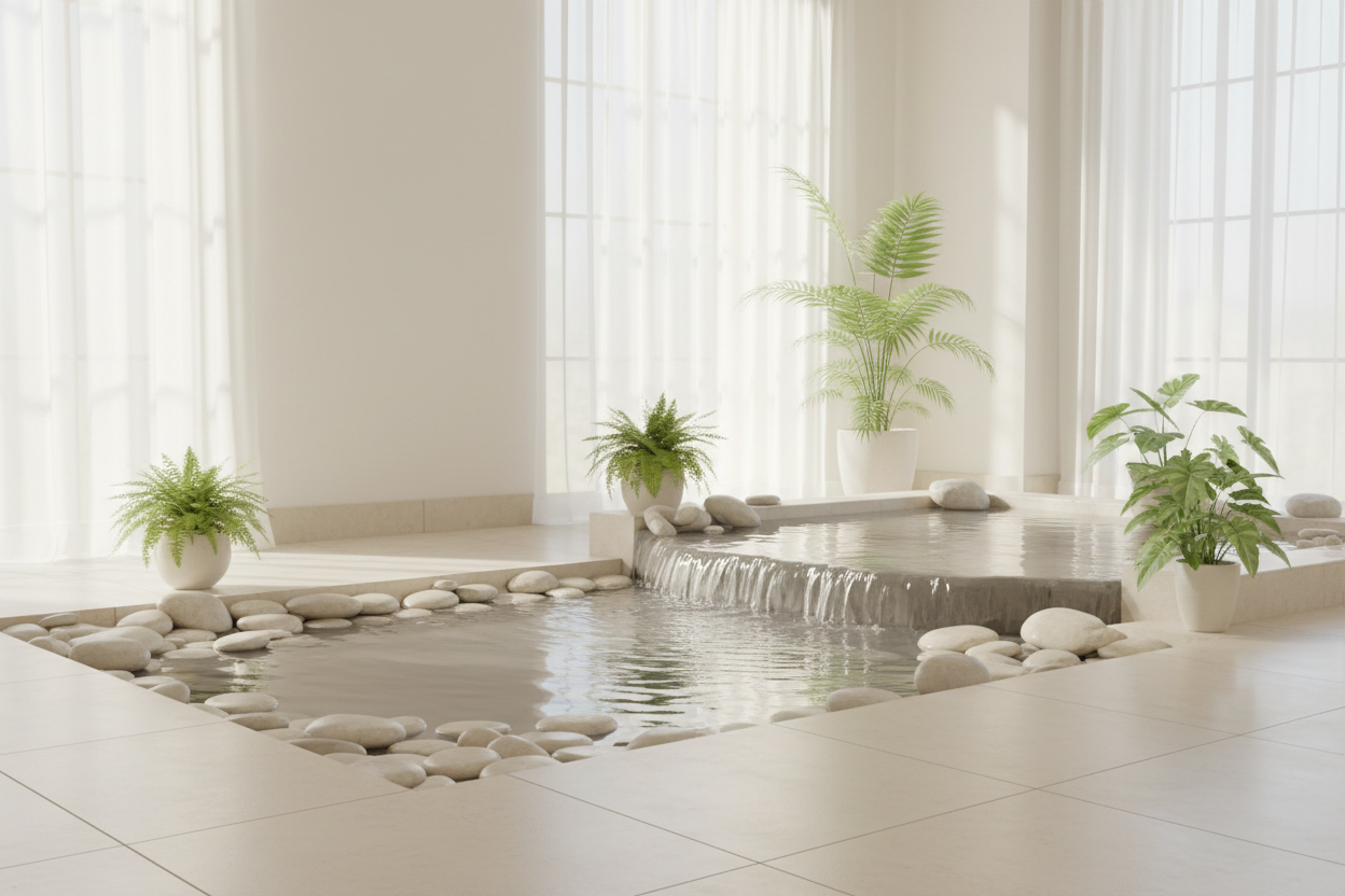 Serene wellness with white, cream and pale green